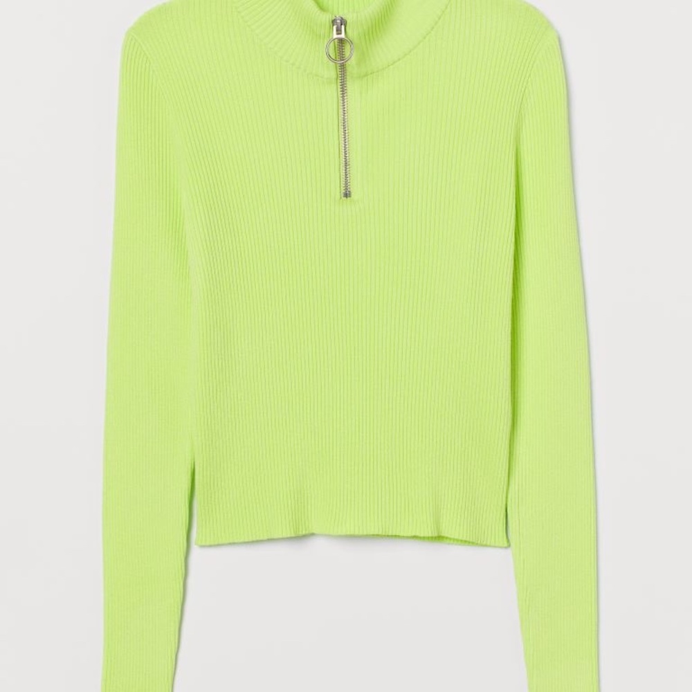 Neon Turtleneck Zip sweater